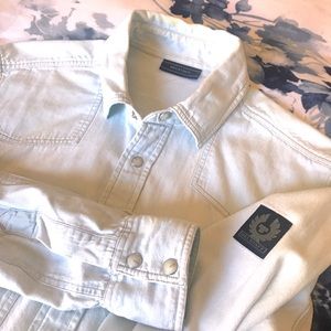 Belstaff Light Blue Denim Button Up Shirt Small